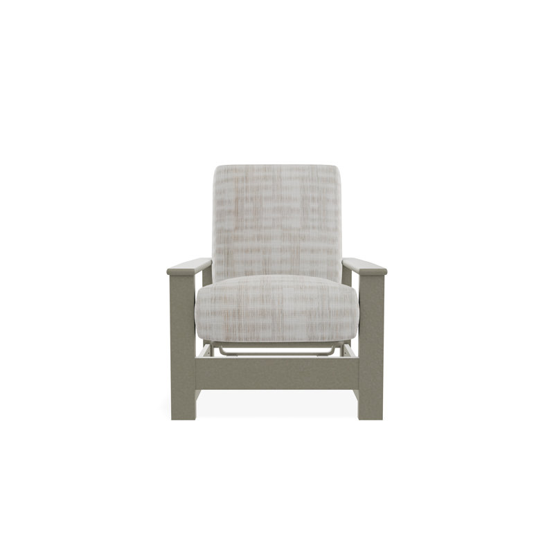 Leeward Marine Grade Polymer Deep Seating Cushion Arm Chair with Hidden Motion, Storm, Illusion Plaid Birch