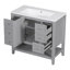 Meuble-lavabo élégant avec lavabo - bois massif et panneau de fibres à densité moyenne, autoportant moderne pour une salle de bain élégante