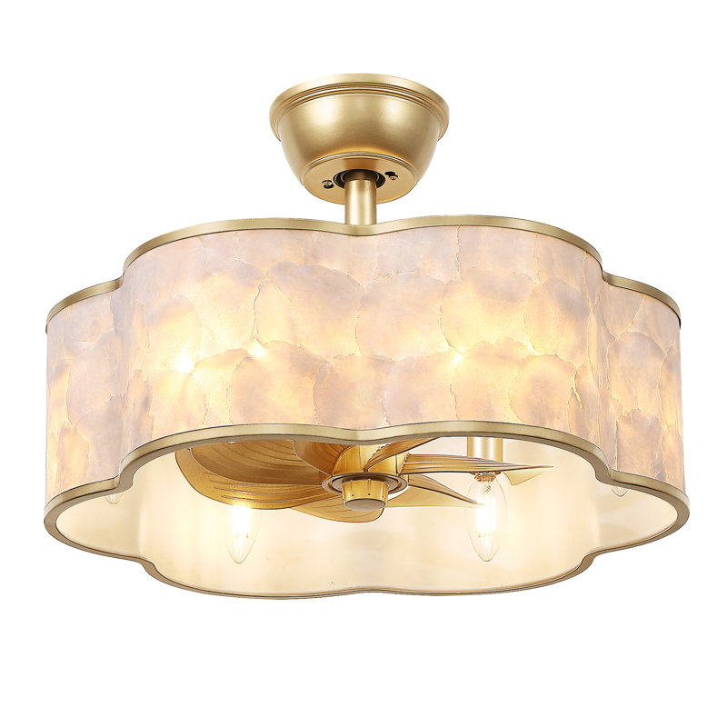 19.7" 6-Light Scalloped Capiz Shell Ceiling Fan