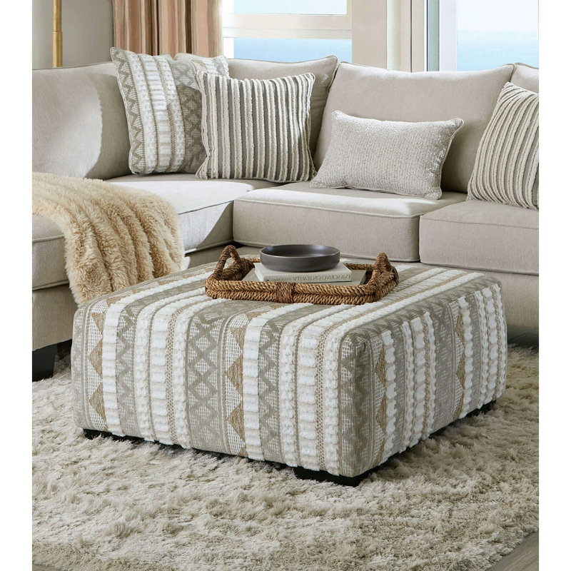 Contemporary Style Solid Wood Form Ottoman With Black Tapered Legs