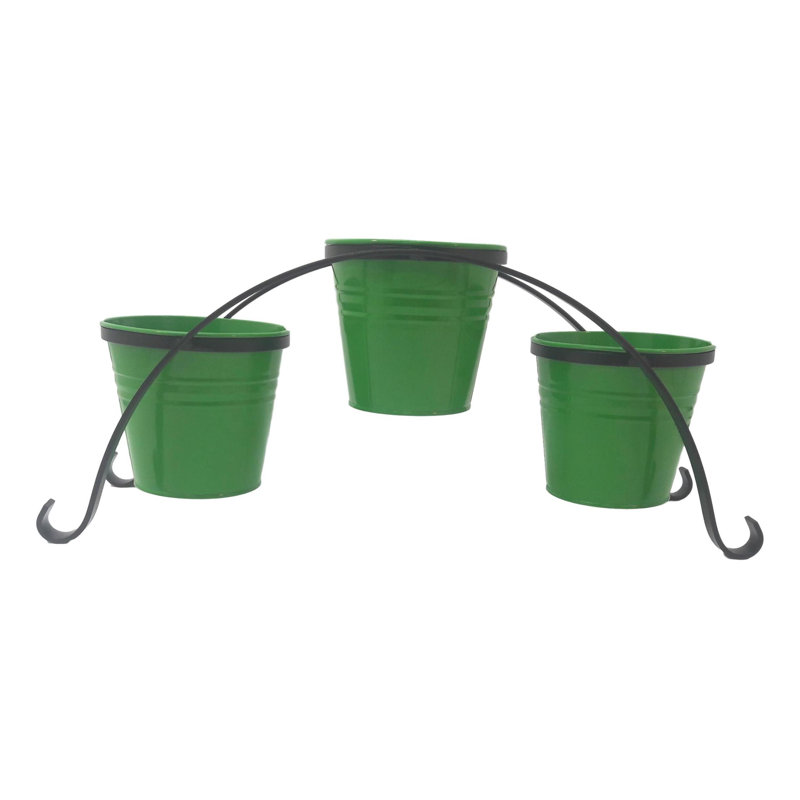 Brock Metal Pot Planter, 11.5"H x 28" W x 9" D, Apple Green, 4