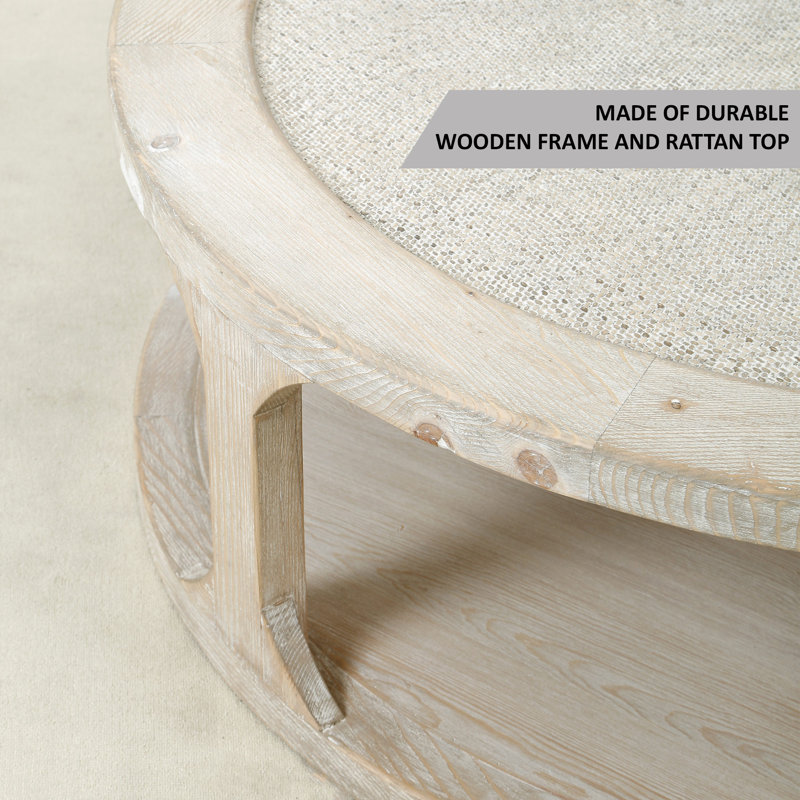 Milo Solid Wood Coffee Table, 16.93" H x 50" L x 50" W