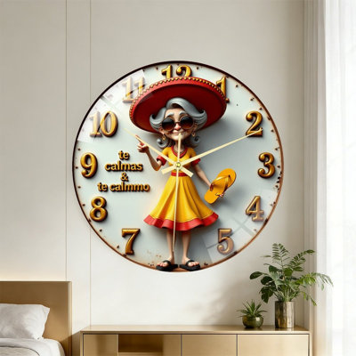 Horloge murale moderne en verre mexicain avec sombrero et bascules
