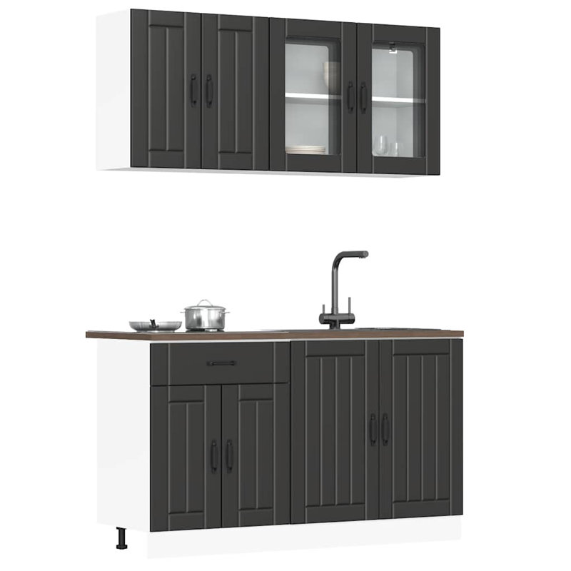 Lucca Kitchen Cabinet Set Lucca, Black