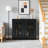 Black Mid Century Modern Fluted Hollow Sideboard Buffet With 2 Outlet Holes, Storage Cabinet For Living Room Dining Room-1947453944