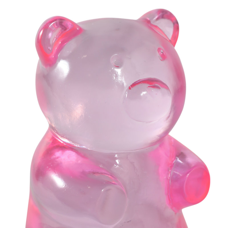 Decorative Happy Candy Bear Figurine Sculpture - Whimsical Design Home Decor - Statue Accent Shelf, Living Room, Or Office Displays - 7", Pink