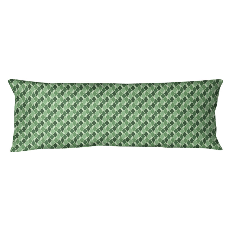 Coussin lombaire diamants rétro, Bourre en polyester, Molleton moelleux, Vert