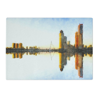Tempered Glass the Rotterdam Skyline Reflection Chopping Board