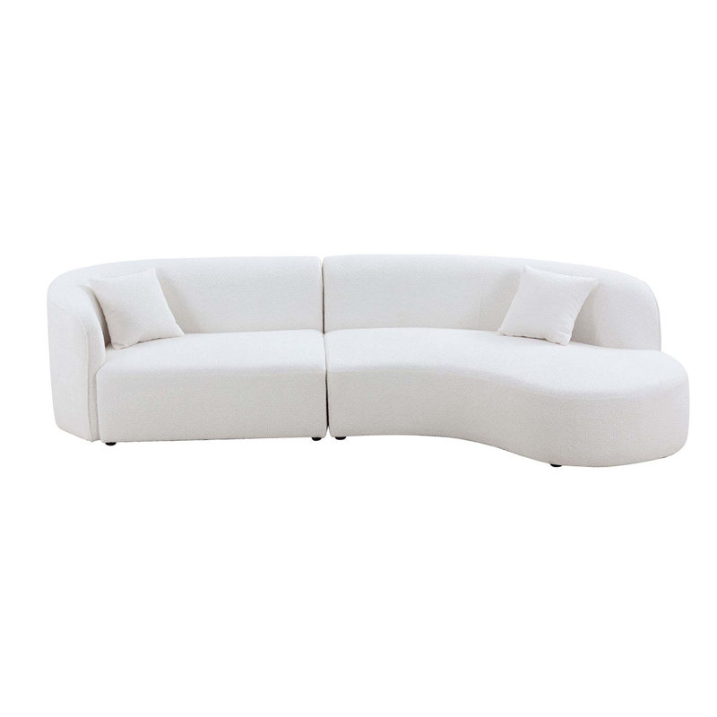 Ensemble de canapé de luxe 2 pièces avec canapé courbé et méridienne de style moderne