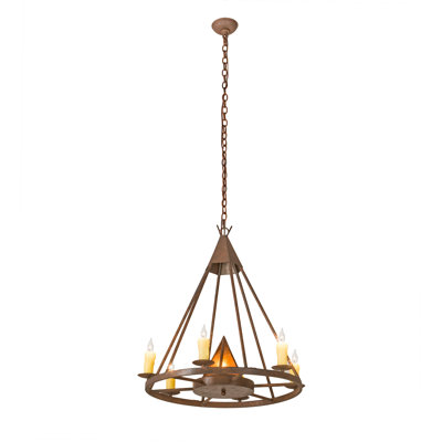 Hillhouse 7 - Light Wagon Wheel Chandelier