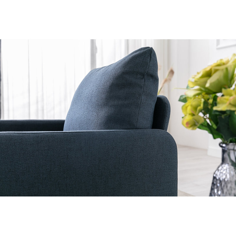 Evrard Upholstered Armchair, Blue 100% Linen