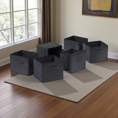 6 pieces of foldable fabric baskets in beige by Ikard