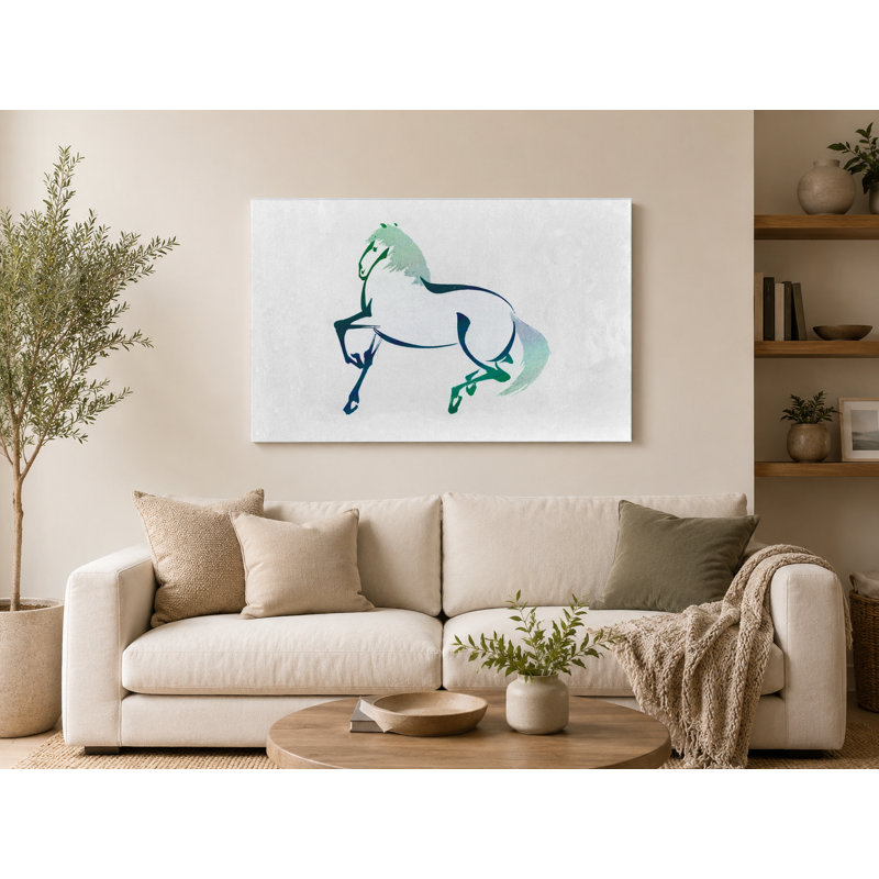 Cheval cabré - art mural sur toile paysage, 36" W x 24" H