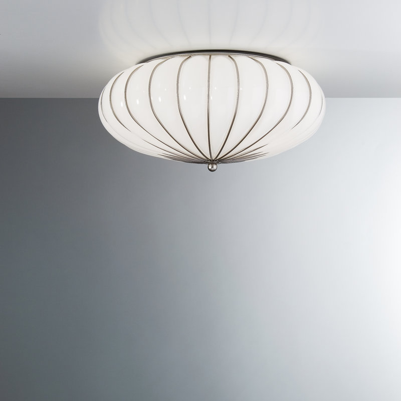 Glass Flush Mount, 20cm H x 48cm W x 48cm D, White