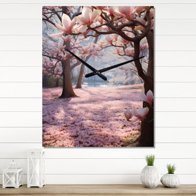 Horloge murale moderne rose, rose, brun et magnolia Nature Serenity I