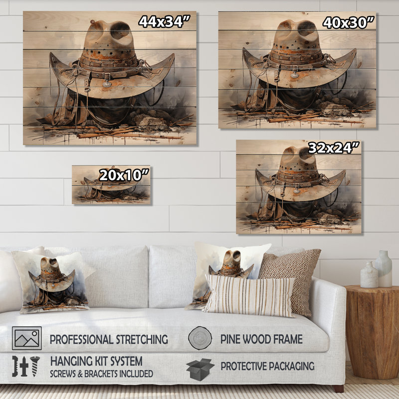 Panneaux de décoration murale Minimalisme Cowboy Hat III - People, H 34 po x l 44 po