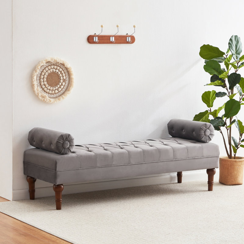 Beene 60.2" Upholstered Bench, Gray
