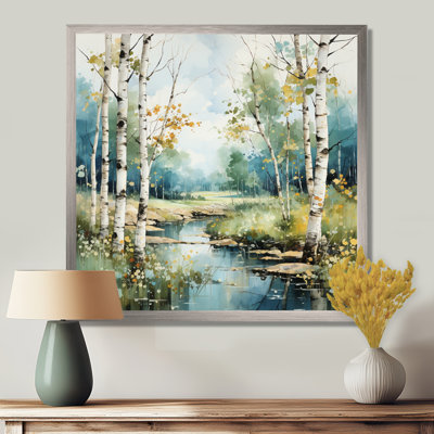 «Birch Woods Whispering Winds X», art mural encadré de bouleau