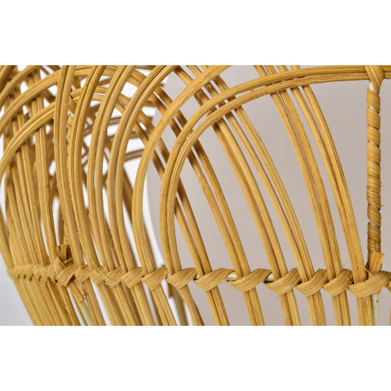 15" Brass and Woven Rattan Globe Pendant Light with Frosted Glass Shade