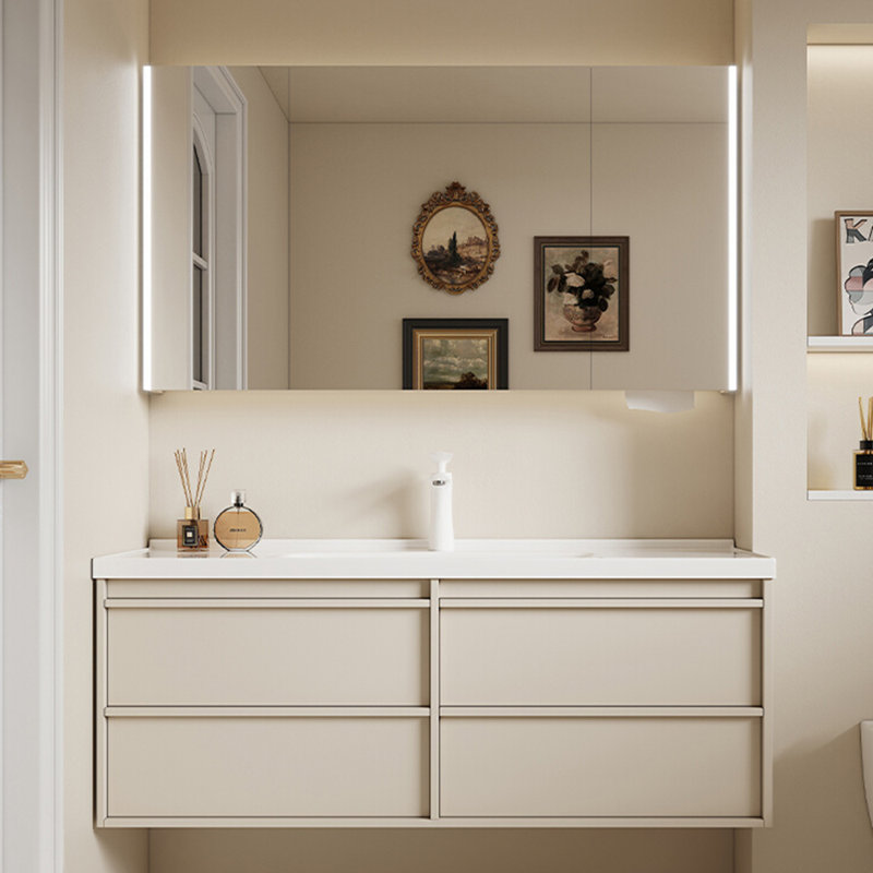 Modern simple vanitie bathroom cabinet, Beige