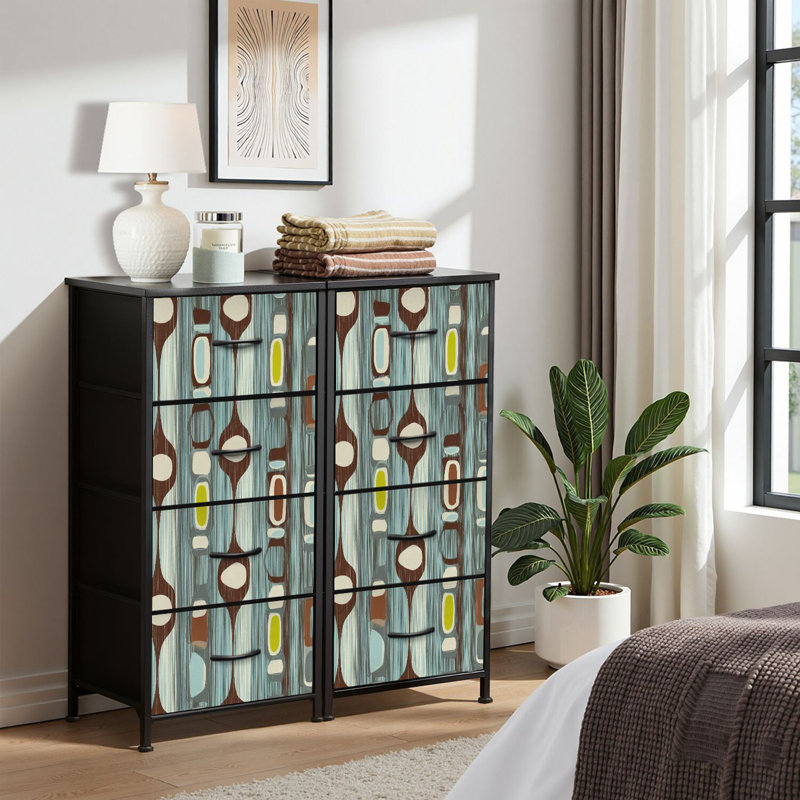 Commode pour commode de chambre à coucher pour garde-robe de chambre à coucher de style Mid-Century moderne et abstrait pour commodes et commodes en tissu