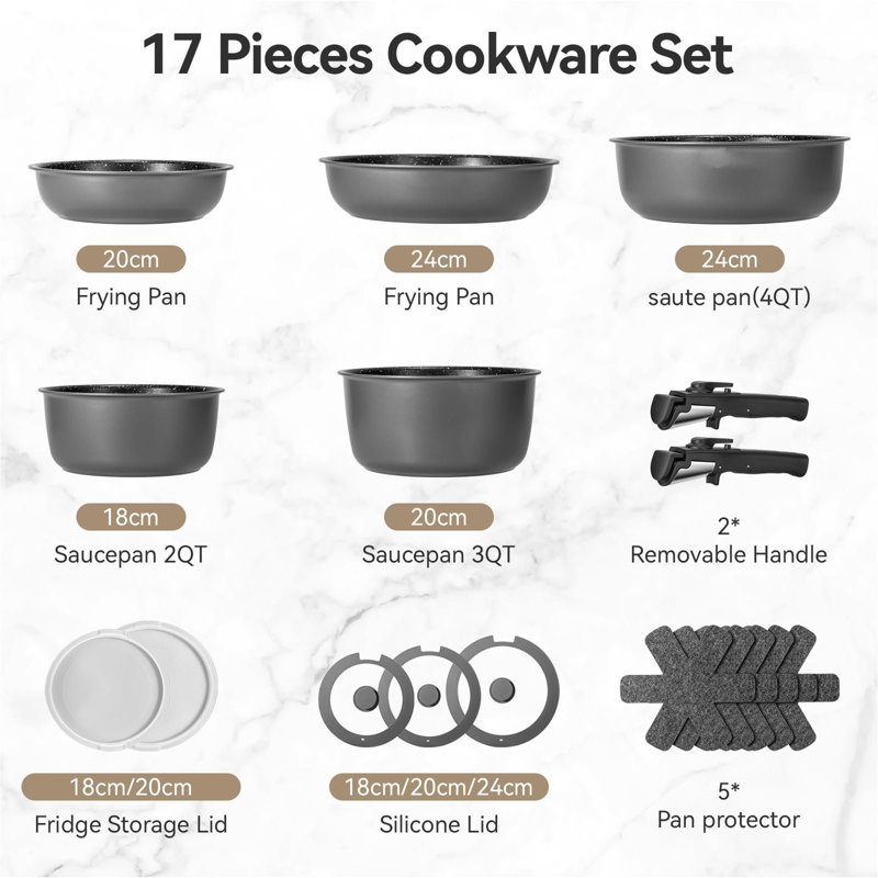 17 - Piece Aluminum Cookware Set