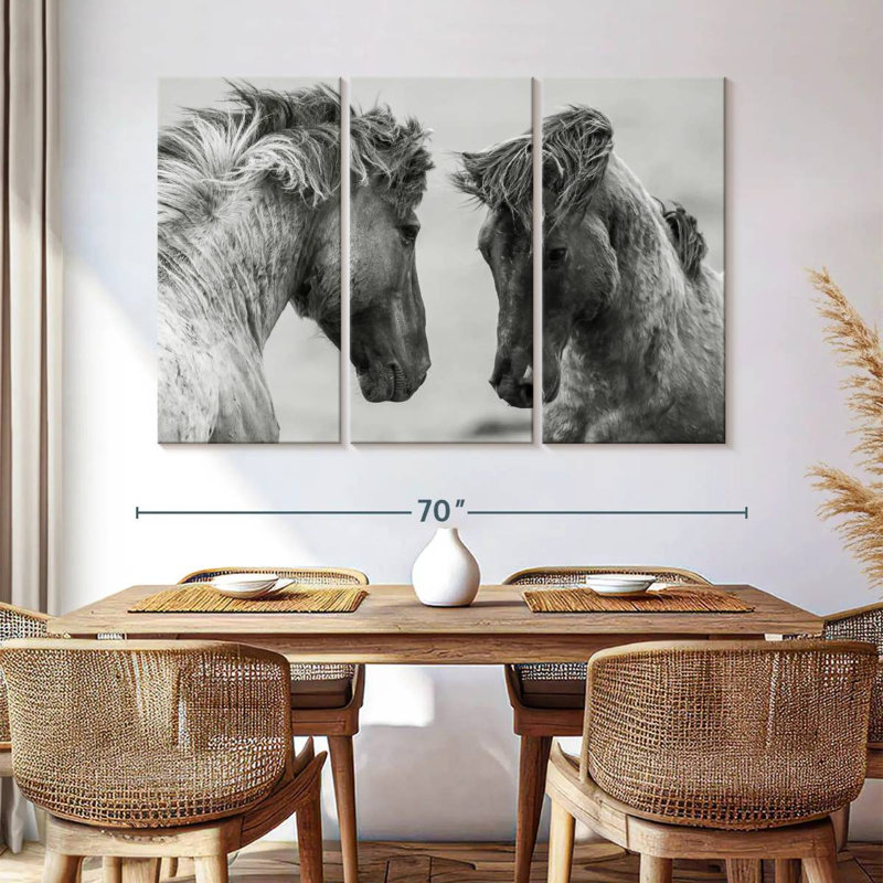 Monochrome Fighting Horses, 42" H x 65" W