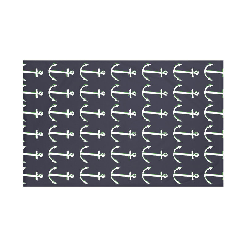 Anchors Coastal Print Throw, 50" L x 60" W, Navy Blue