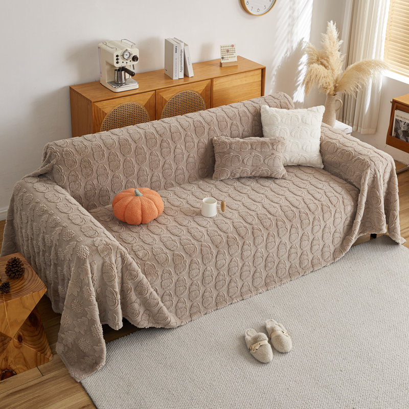 Housse pour canapé en peluche antidérapante avec motif de citrouille 3D, protection de canapé lavable à la machine pour canapé modulaire, canapé en L