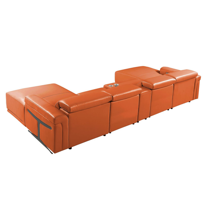 Canapé modulaire en U de couleur chameau 5 pièces Camel avec appuis-tête réglables Camel, Chameau