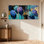 Plantes et fleurs, fleurs mauves bleues, fond abstrait, ensemble de 3 impressions sur toile