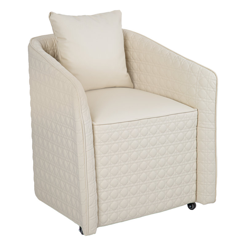 Fauteuil club large de 27 po Tripoli, Similicuir crème