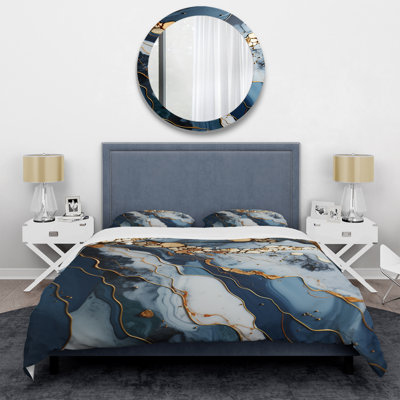 Ensemble de housse de couette Gold and Blue Geode Art II - Abstract