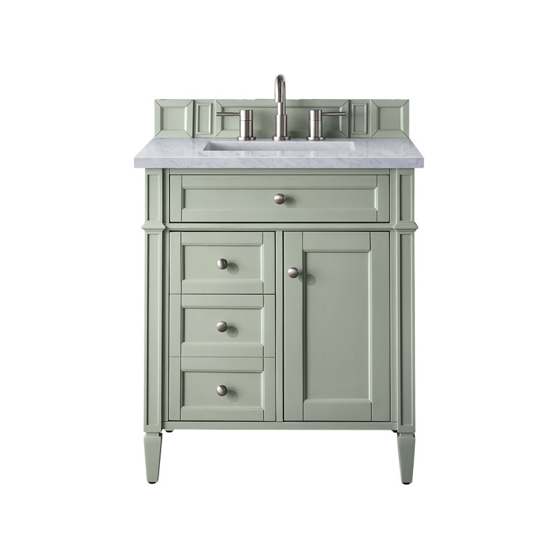 Brittany 30'' W Single Vanity, Eternal Jasmine Pearl, 8" Widespread, Sage Green