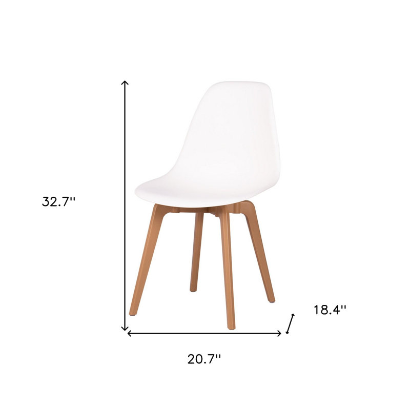 Ensemble de quatre chaises d'appoint en plastique robustes blanches et naturelles, Naturel, Blanc