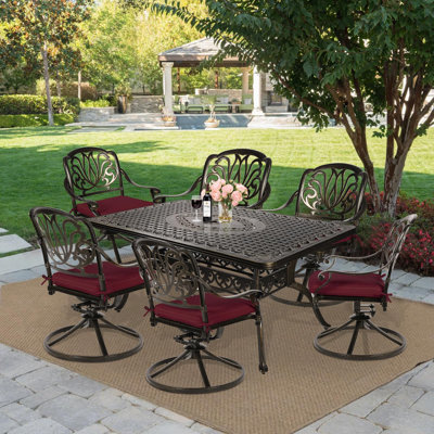 6 - Person Patio Dining Set with Rectangular Table , Cushions Included