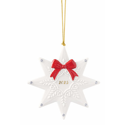 Villeroy & Boch Christmas Classics Collection Christmas Star Shaped Ornament, Premium Porcelain, Collector’s Edition, Date 2025