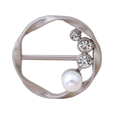 Scarf ring clip T-Shirt Clips  Clothes Corner Knotted Button  Fashion Alloy Pearl Rhinestone Clip Buckle Round Shirt Silk Scarf