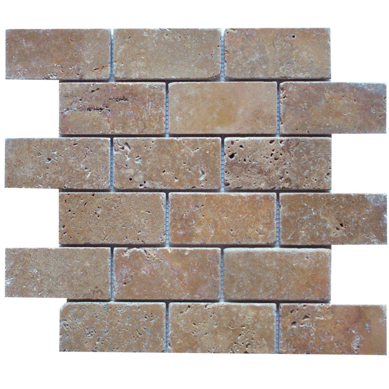 2" x 4" Nattural Stone Mosaic Subway Wall & Floor Tile, Brown