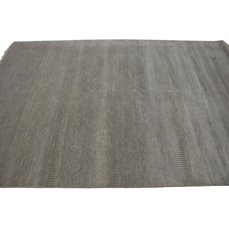 Tapis décoratif kaki en soie/laine nouée à la main