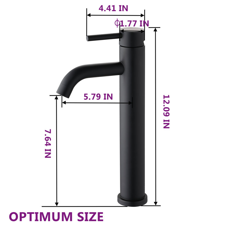 Vessel Single Hole Bathroom Faucet, Black