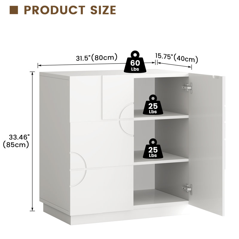 31.5" Accent Cabinet With Adjustable Shelves, White