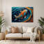 Art mural en métal bleu du sud-ouest, Koi Fish 33