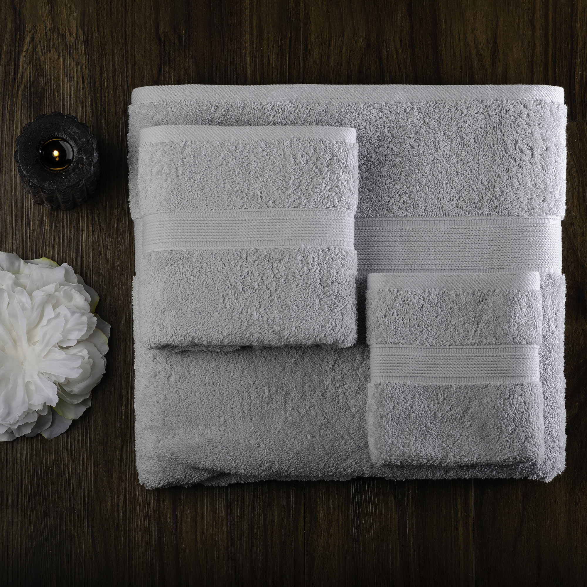 Lyndon 6 Piece 100% Cotton Towel Set, Silver
