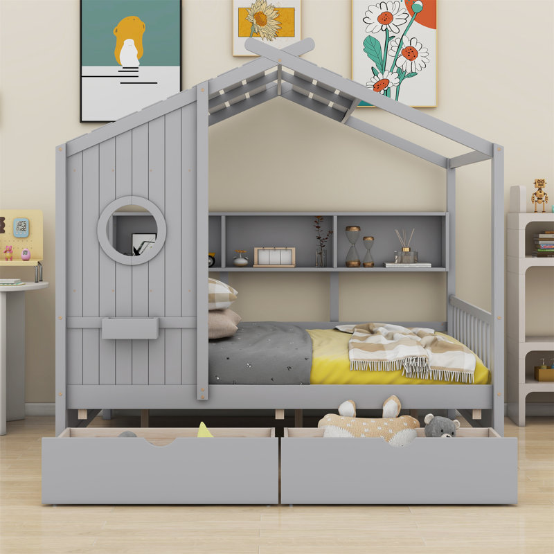 Baldoni Bookcase Bed, Gray