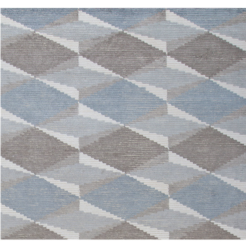 Hand Knotted Area Rug in Silver, Rectangle 9' x 12'