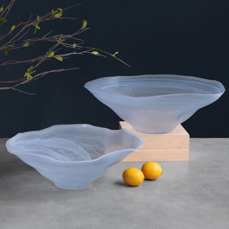Glass Salad Bowl, Blue