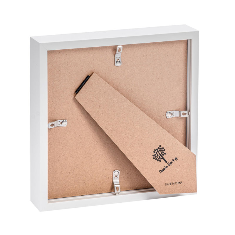 Nicola Spring - 8" x 8" White 3D Box Photo Frames, 4" x 4", Ivory