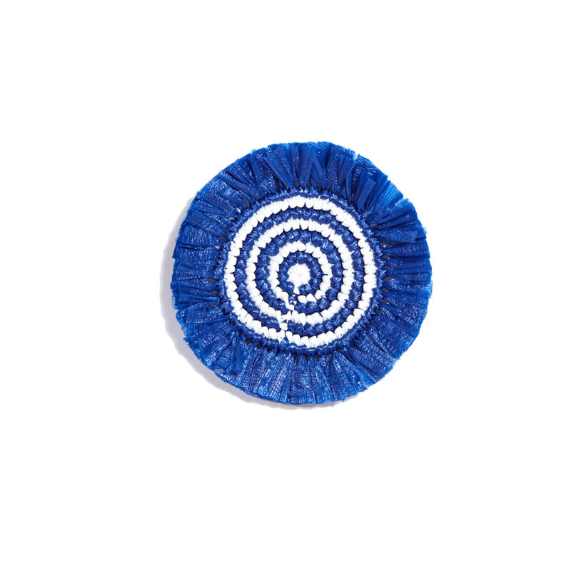 Woven Fringe Coasters, Navy/White