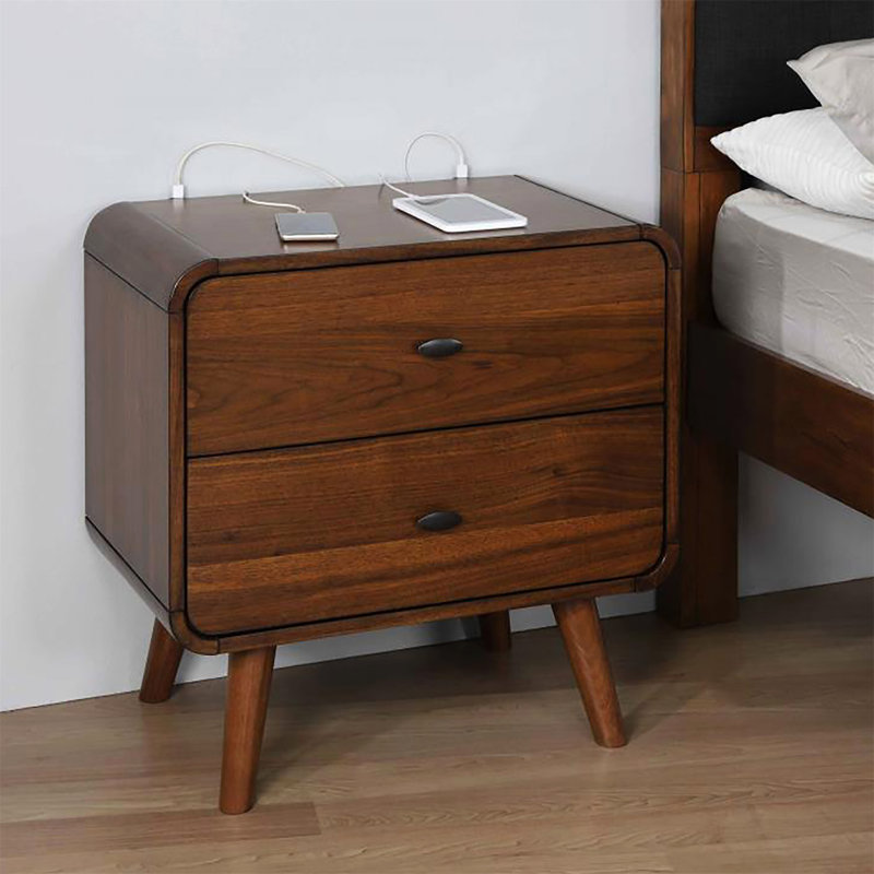 Charmante table de chevet moderne de style Mid-Century avec des caractéristiques distinctives pour les chambres élégantes